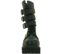 Bottes Brandit unisexes à plateforme et boucles Phantom en cuir véritable avec embout en acier à lacets, deuxième choix – Légers défauts esthétiques 9075-2 Noir