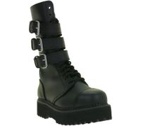 Bottes Brandit unisexes à plateforme et boucles Phantom en cuir véritable avec embout en acier à lacets, deuxième choix – Légers défauts esthétiques 9075-2 Noir