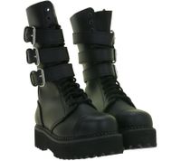 Bottes Brandit unisexes à plateforme et boucles Phantom en cuir véritable avec embout en acier à lacets, deuxième choix – Légers défauts esthétiques 9075-2 Noir