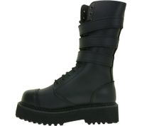 Bottes Brandit unisexes à plateforme et boucles Phantom en cuir véritable avec embout en acier à lacets, deuxième choix – Légers défauts esthétiques 9075-2 Noir