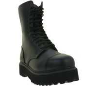 Bottes unisexes intemporelles Brandit Phantom en cuir véritable avec semelle plateforme audacieuse - Bottes de style ranger - Bottes à lacets - Deuxième choix - Légers défauts esthétiques - 9073-2 Noir
