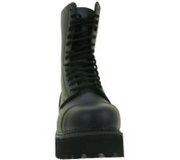 Bottes unisexes intemporelles Brandit Phantom en cuir véritable avec semelle plateforme audacieuse - Bottes de style ranger - Bottes à lacets - Deuxième choix - Légers défauts esthétiques - 9073-2 Noir
