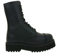 Bottes unisexes intemporelles Brandit Phantom en cuir véritable avec semelle plateforme audacieuse - Bottes de style ranger - Bottes à lacets - Deuxième choix - Légers défauts esthétiques - 9073-2 Noir