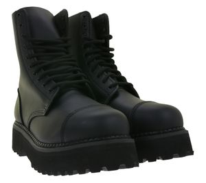 Bottes Brandit Phantom unisexes intemporelles en cuir véritable avec semelle plateforme audacieuse, style ranger, inspirées des bottes militaires à lacets, deuxième choix – légères imperfections esthétiques, 9072-2 Noir