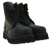 Bottes Brandit Phantom unisexes intemporelles en cuir véritable avec semelle plateforme audacieuse, style ranger, inspirées des bottes militaires à lacets, deuxième choix – légères imperfections esthétiques, 9072-2 Noir