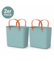 2er Pack Nachhaltige Rotho Multibag ALBULA 25L Ocean-Bound Plastic Tragetasche Einkaufskorb 7670987 Himmelblau/Orange