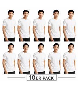 Hochwertiges 10er Pack SCOTCH & SODA Crew Neck Herren Unterziehshirt Basic-Shirt T-Shirt Baumwoll-Shirt SSFA25M2312806 100 Weiß