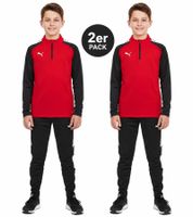 2-Pack PUMA Teamliga 1/4-Zip Top – Kids' Sustainable Training Sweatshirt with dryCELL Technology (Red, 657237 01)