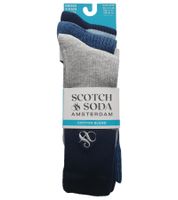 15 Paar SCOTCH & SODA Herren Crew-Socken Amsterdam Cotton Blend Alltags-Strümpfe Einheitsgröße / 41-46 Business-Socken SS601099-037 Grau/Navy, Blau Meliert, Blau gestreift