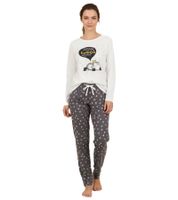 Pijama de mujer Soft Sheepworld, conjunto de 2 piezas de algodón con estampado de corona y prosecco, top y pantalón, 9860552 Gris/Blanco/Multicolor