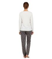 Pijama de mujer Soft Sheepworld, conjunto de 2 piezas de algodón con estampado de corona y prosecco, top y pantalón, 9860552 Gris/Blanco/Multicolor