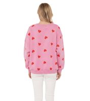 ZWILLINGSHERZ Women's Heart-Print Sweatshirt – Crew Neck Winter Pullover (47056-22 Pink/Red)