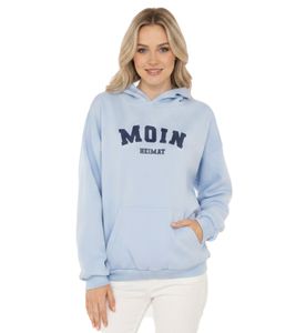 ZWILLINGSHERZ MOIN HEIMAT Women's Hoodie – Maritime Sweatshirt with Pocket (47058-18 Light Blue)