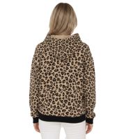 ZWILLINGSHERZ Leo Hoodie – Women's hooded sweatshirt with animal print and pocket (47052-29 Beige/Black)
