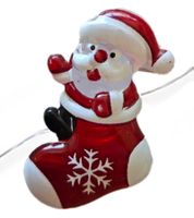 Guirnalda de luces LED LIGHT MOMENTS impermeable con diseño de calcetín de Papá Noel, función de temporizador, 2,2 metros, 20 micro LEDs blanco cálido, 9843954 Plata