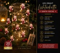 Guirnalda de luces LED LIGHT MOMENTS impermeable con diseño de calcetín de Papá Noel, función de temporizador, 2,2 metros, 20 micro LEDs blanco cálido, 9843954 Plata
