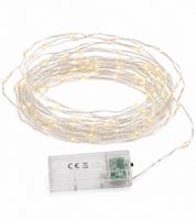 Waterproof LICHTMOMENTE LED wire string lights with timer function – 5.4 meters, 50 warm-white micro LEDs (Model 9844149, Silver)