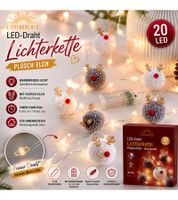LICHTMOMENTE Waterproof LED wire string light with plush moose motif, timer function, 2.3 meters, 20 warm-white micro LEDs (9825250, Silver)