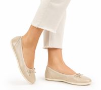 Handcrafted GROUNDIES Ruby 2.0 barefoot ballet flats for women with TrueSense sole – genuine leather (GND-110271-03 Nude-Beige)