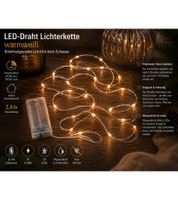 Funkelnede LICHTMOMENTE LED-Draht Lichterkette mit Timerfunktion 2,4 Meter 20 LEDs warmweiße Mikro-LED-Lämpchen 9843441 Silber