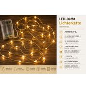 Funkelnde LICHTMOMENTE LED-Draht Lichterkette mit Timerfunktion 2,4 Meter 20 LEDs warmweiße Mikro-LED-Lämpchen 9843546 Gold