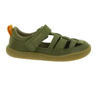 bequeme GROUNDIES Barfußschuhe Noto Kinder Sandalen mit TrueSense Sohle Mädchen und Jungen Echtleder-Schuhe GND-310268-10 Khaki-Grün