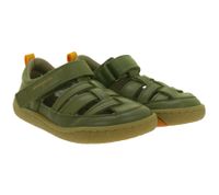 bequeme GROUNDIES Barfußschuhe Noto Kinder Sandalen mit TrueSense Sohle Mädchen und Jungen Echtleder-Schuhe GND-310268-10 Khaki-Grün