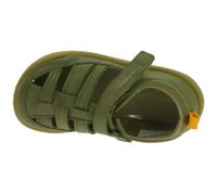 bequeme GROUNDIES Barfußschuhe Noto Kinder Sandalen mit TrueSense Sohle Mädchen und Jungen Echtleder-Schuhe GND-310268-10 Khaki-Grün
