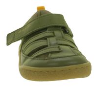 bequeme GROUNDIES Barfußschuhe Noto Kinder Sandalen mit TrueSense Sohle Mädchen und Jungen Echtleder-Schuhe GND-310268-10 Khaki-Grün