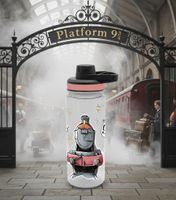 Lot de 2 gourdes Harry Potter « Retour à Poudlard » ou « Poudlard Express » 700 ml avec bouchon à vis, design magique, transparentes/noires/grises ou transparentes/roses