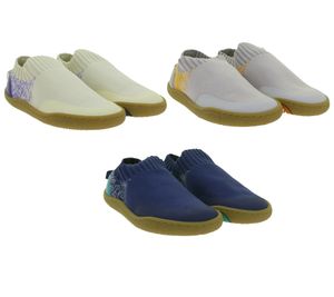 Breathable GROUNDIES Nara barefoot sneakers for kids with TrueSense sole – slip-ons for girls and boys (GND-380269) in Beige/Blue, Grey/Orange, or Blue