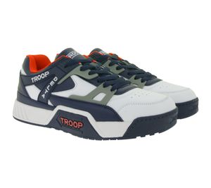 WORLD OF TROOP Delta Low Herren Low-Top-Sneaker Damen Retro Turnschuhe Skater-Sneaker 3PP0160101 4111 BA Weiß/Blau/Rot