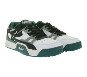 WORLD OF TROOP Delta Low Herren Low-Top-Sneaker Damen Retro Turnschuhe Skater-Sneaker 3PP0160101 1195 AA Weiß/Grün/Schwarz