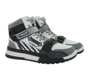 WORLD OF TROOP Cobra High Herren High-Top-Sneaker Damen Retro Turnschuhe Sneaker 3PP0170102 2151 BA Weiß/Schwarz