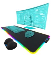 Everlasting Comfort RGB Gaming Mauspad mit LED & Handgelenkstütze – Großes 80x30cm Mousepad Schwarz