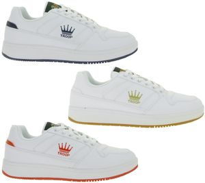 WORLD OF TROOP Destroyer Low Herren Low-Top-Sneaker Damen Retro Turnschuhe Sneaker 80100 Weiß/Navy, Weiß/Rot oder Weiß/Gold