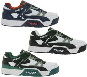 WORLD OF TROOP Delta Low Herren Low-Top-Sneaker Damen Retro Turnschuhe Skater-Sneaker 80101 Weiß/Grün/Schwarz, Weiß/Grau/Schwarz oder Weiß/Blau/Rot