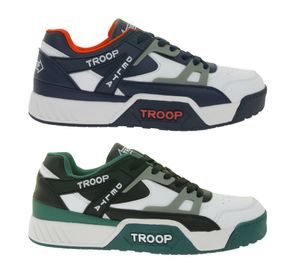 WORLD OF TROOP Delta Low Herren Low-Top-Sneaker Damen Retro Turnschuhe Skater-Sneaker 80101 Weiß/Grün/Schwarz, Weiß/Grau/Schwarz oder Weiß/Blau/Rot