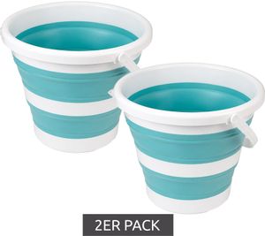 2er Sparpack faltbarer Eimer 10 Liter Platzsparender Haushalts-Eimer mit breitem Henkel 9941978 Weiß/Blau