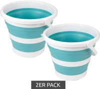 2er Sparpack faltbarer Eimer 10 Liter Platzsparender Haushalts-Eimer mit breitem Henkel 9941978 Weiß/Blau