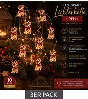 3er Sparpack funkelnder LICHTMOMENTE LED-Draht mit Reh-Motiv Lichterkette mit Timerfunktion 2,2 Meter 20 LEDs warmweiße Mikro-LED-Lämpchen 9843451 Silber