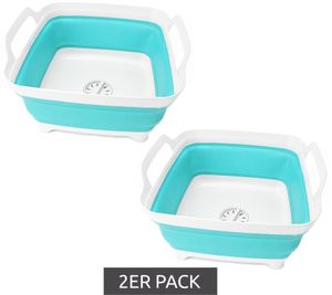 Lot de 2 bassines pliables pour la vaisselle, 19 litres, peu encombrantes, 9941781, bleu/blanc