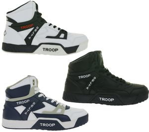 WORLD OF TROOP Delta High Baskets montantes pour homme et femme, style skate rétro, référence 80102, blanc/bleu, blanc/noir ou noir