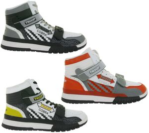 WORLD OF TROOP Cobra High Herren High-Top-Sneaker Damen Retro Turnschuhe Sneaker 80104 Cobra High Weiß/Schwarz/Gelb, Weiß/Grau/Rot oder Weiß/Schwarz