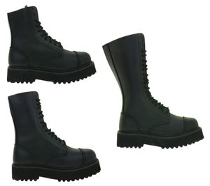 Markante Brandit Unisex Plateau Phantom Boots Echtleder Stiefel Schnür-Boots 2. Wahl – kleine Schönheitsfehler Ranger-Stiefel Schwarz