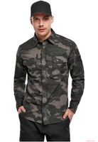Camisa de trabajo Brandit Slim robusta de algodón con estampado de camuflaje oscuro