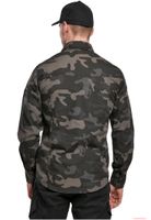 Camisa de trabajo Brandit Slim robusta de algodón con estampado de camuflaje oscuro