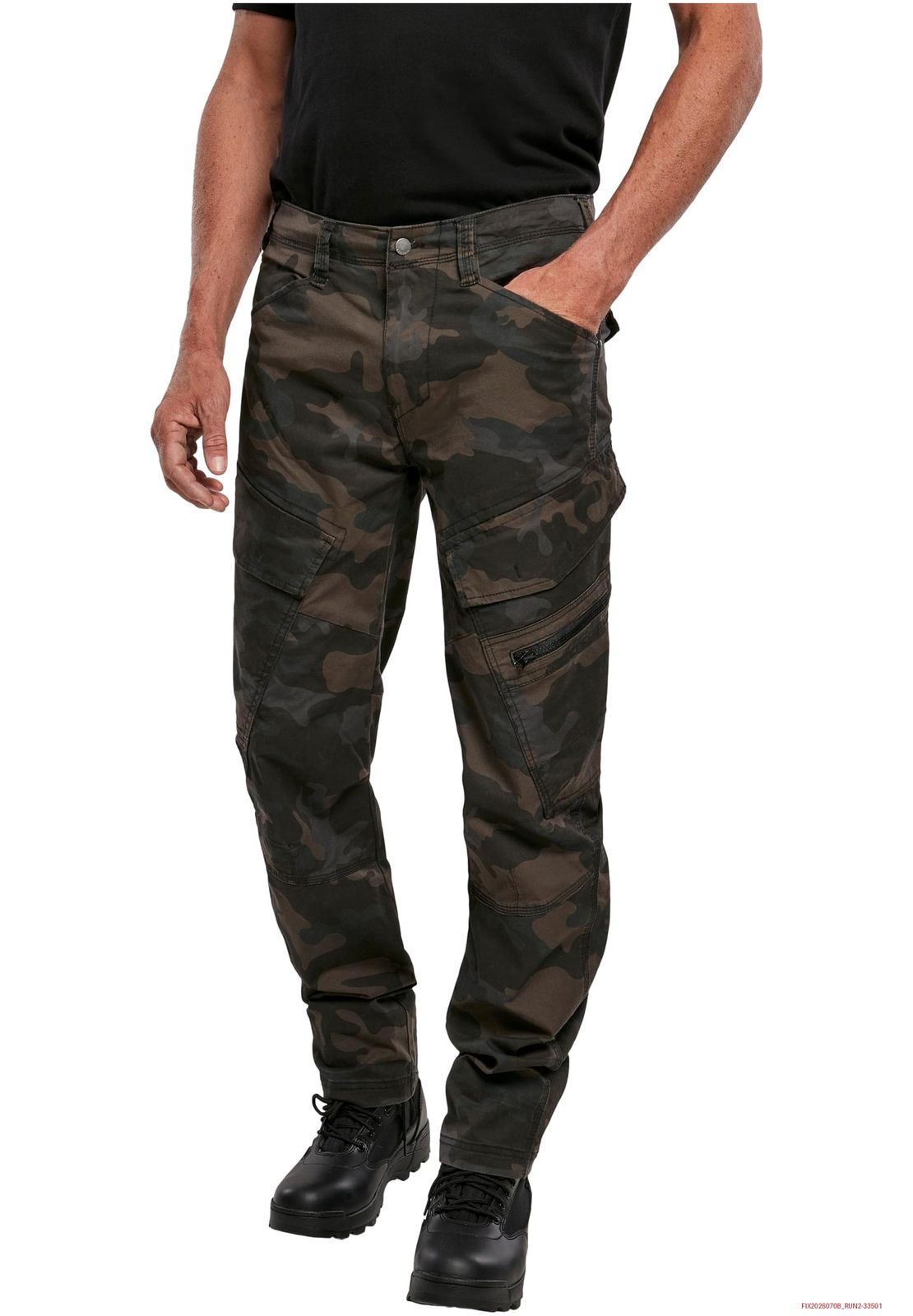Brandit Herren Adven Slim Fit Cargo Hose Stretch Darkcamo