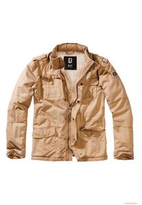 Warm Brandit men's Britannia winter jacket with teddy lining, camel