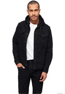 stylische Brandit Herren Cradock Denim Sweat Jacke Schwarz